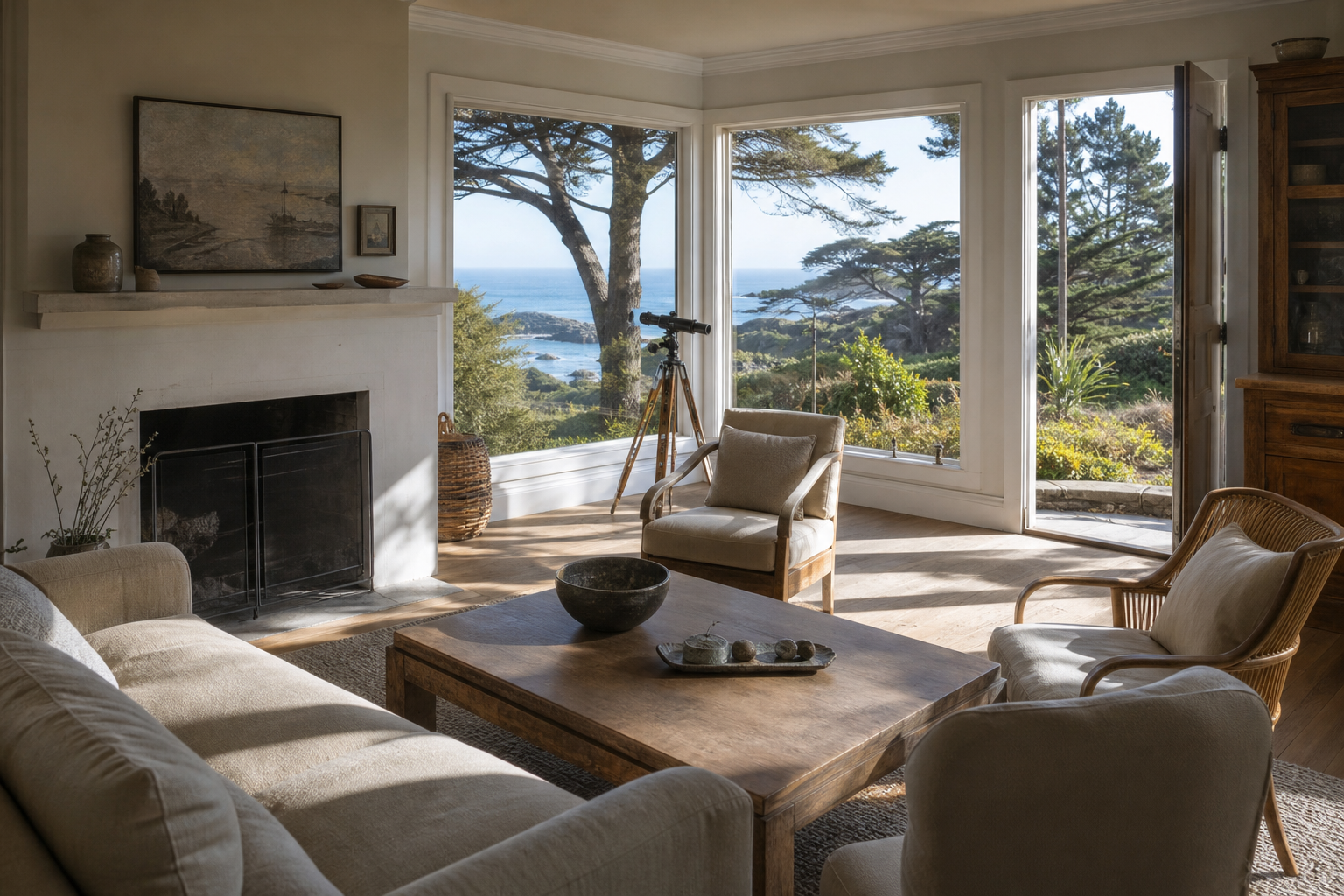 A sunlit room inside a home in Pacific Grove, CA — Makes Pacific Grove's Luxury