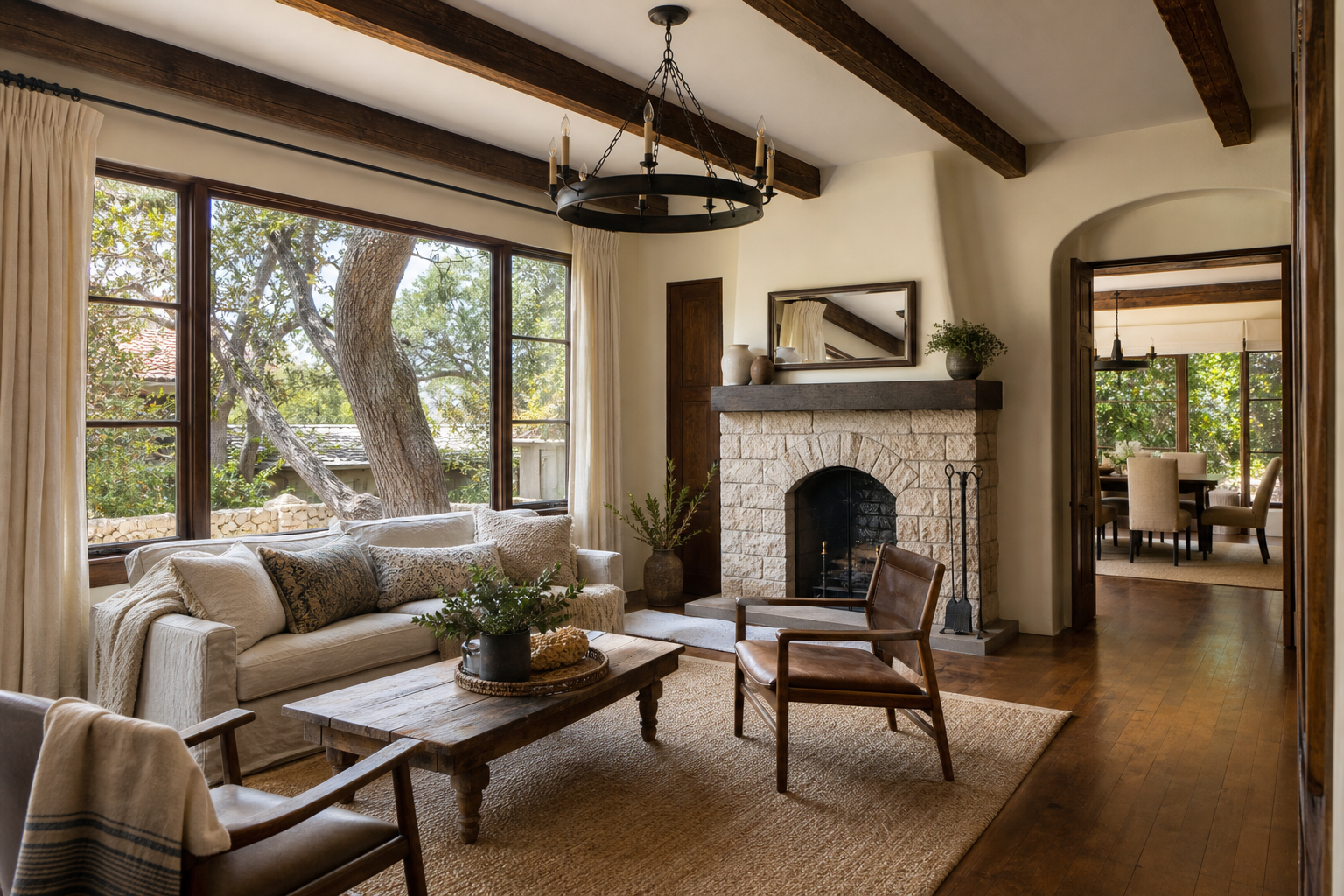 A sunlit room inside a home in Carmel — Historic Carmel Home for Sale