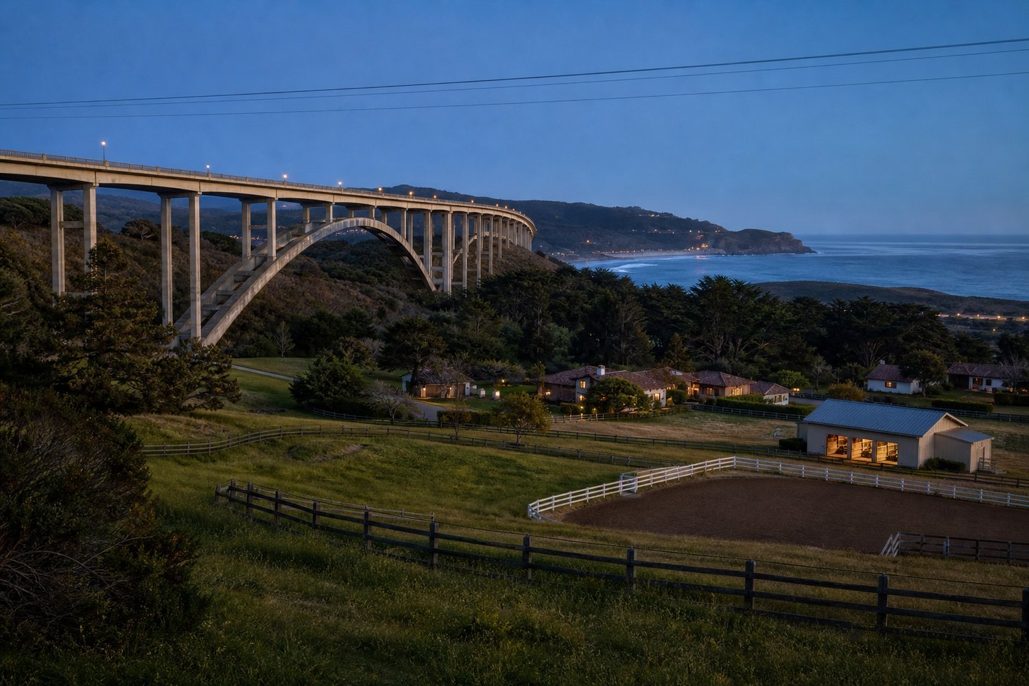 Road and utility infrastructure, set on open land in Monterey, CA — Monterey Peninsula Ranch Properties